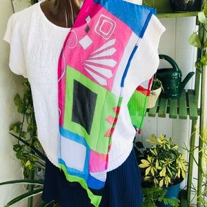 Multicolor silky scarf geometric